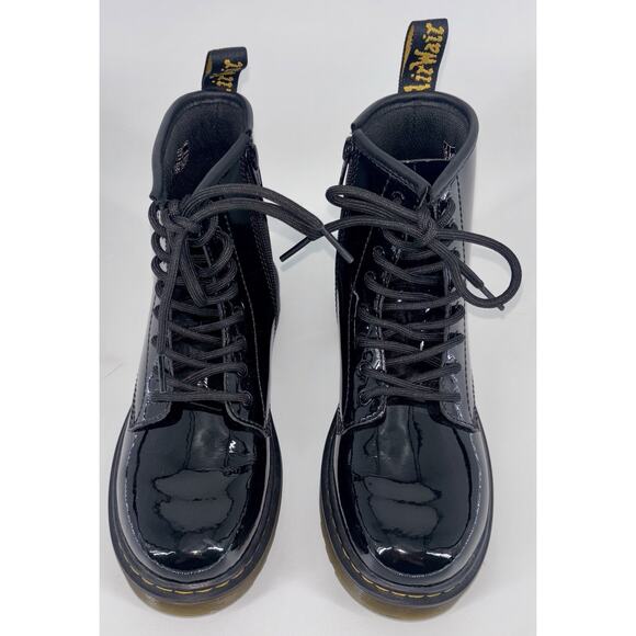 NEW Dr Martens Doc 1460Y Youth Patent Leather Boots Black Big Girl Size 5‎ - Picture 2 of 11